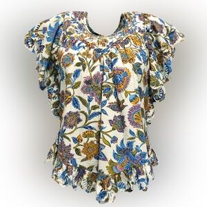 Love the Label Cream Ruffled Cap Sleeve Blouse